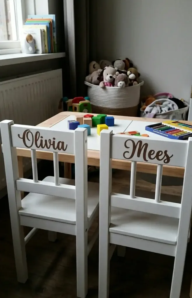 Ikea stoeltje sticker naam