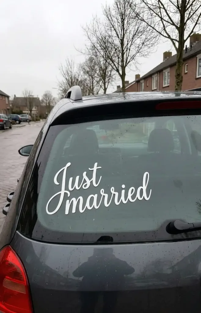 Just Married sticker auto